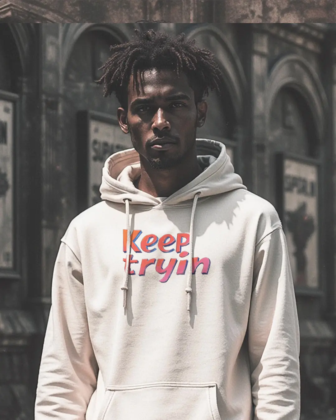 KEEP TRYIN - Super Premium - Terry Cotton Hoodie